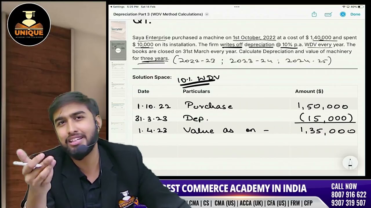 Class 11 - CBSE Commerce | Accountancy | Depreciation | Lec 3 | WDV Method Calculation | DD Sir