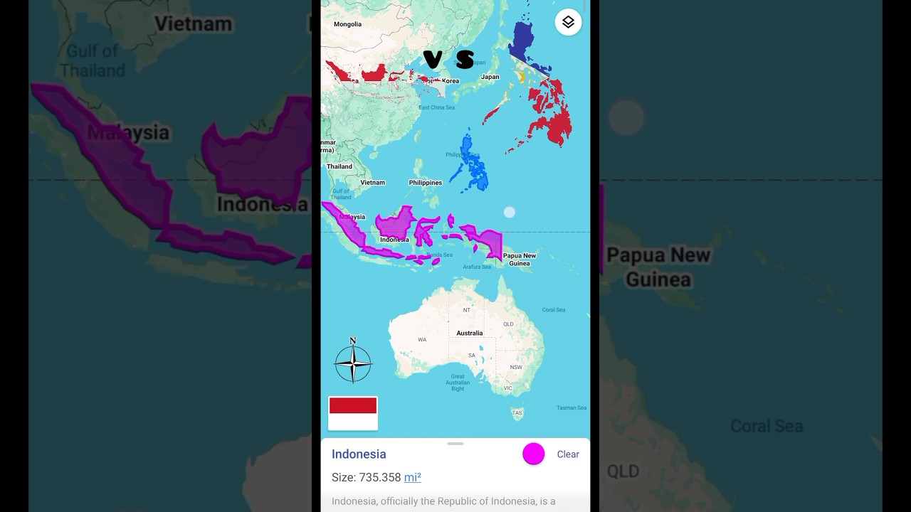 Indonesia versus Philippines  Map size comparison #indonesia #philippines #map #maps #countrymap