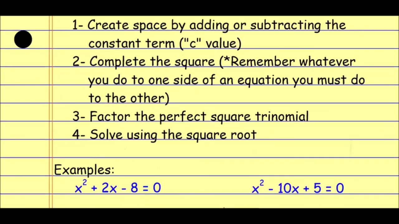 Flipped Completing the Square with Complex