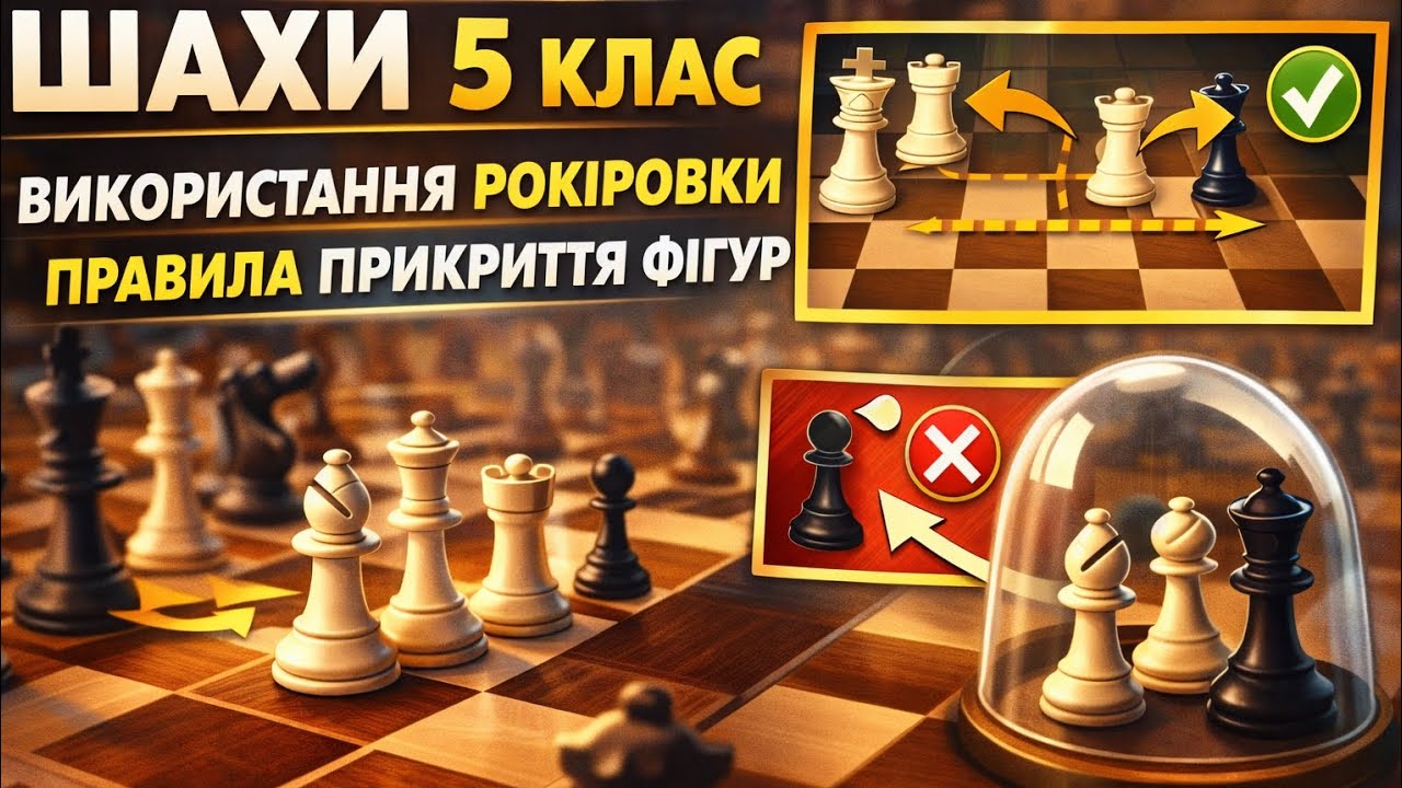 Використанням рокіровки. Правила прикриття фігур | Шахи | 5 клас | Дистанційне навчання  | НУШ 