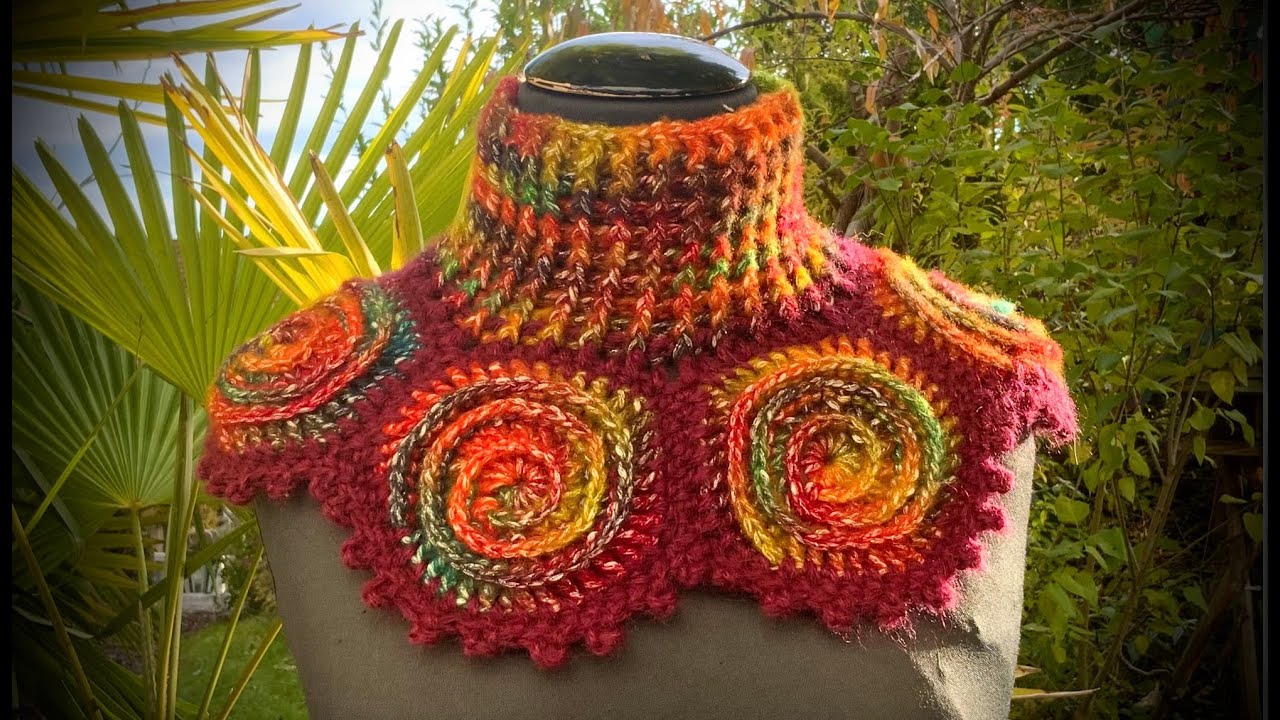 Toller Kragen mit 6 Spiralen 120gr #häkeln #petraperle #haekelanleitung #schal #schalkragen#loop#diy