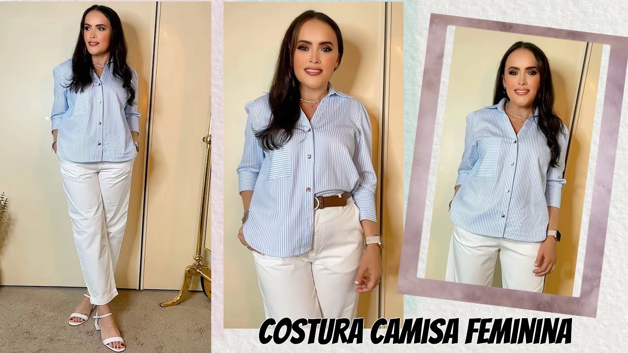 COSTURA LINDA CAMISA FEMININA COM GOLA COLARINHO PREGAS NAS COSTAS #moda #fashion #camisafeminina