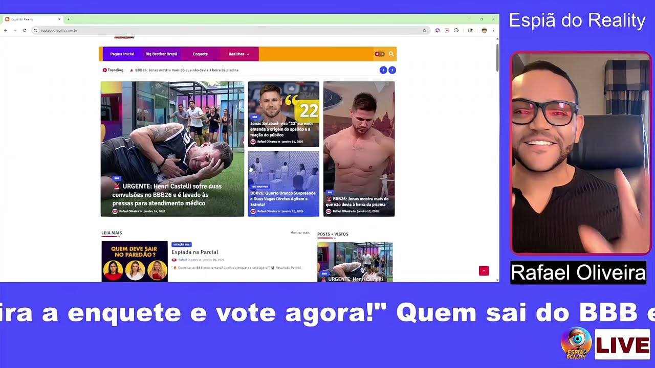 🚨 BBB26 Enquete Parcial: Quem lidera o Paredão? #paredao ãoBBB26 #espiadoreality##BBB26#ENQUETE