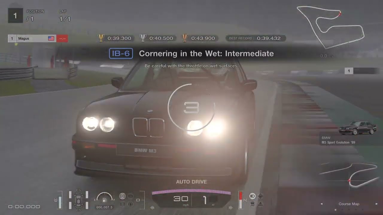 Gran Turismo 7 Gold International B License Test (IB-6 Cornering in the Wet: Intermediate)
