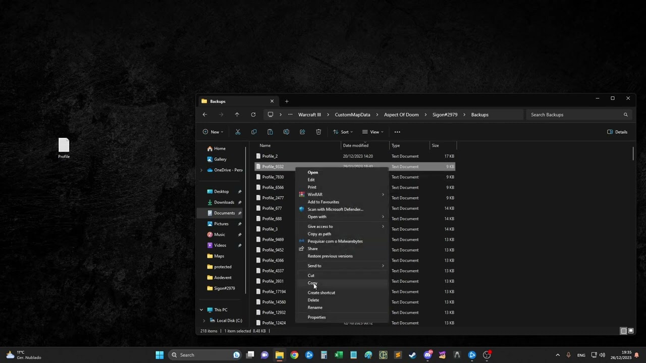 Aspect of Doom saves rollback and profile restoration