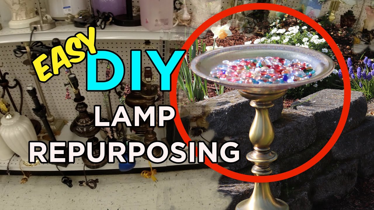 Easy DIY Lamp Repurposing | Make a Birdbath, Bird Feeder, Plant Stand or Table