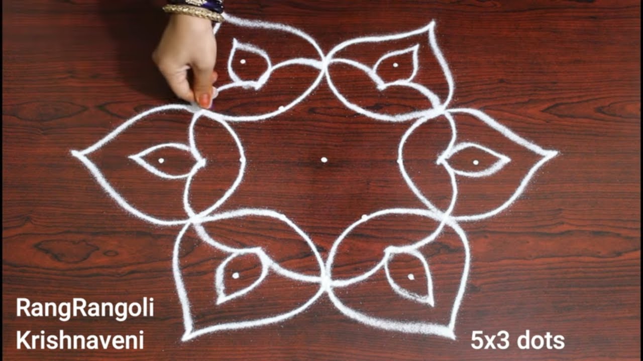 Diwali Kolam 2022🌷5x3 dots Diwali Special Rangoli🌷Deepala Muggulu🌷RangRangoli Krishnaveni