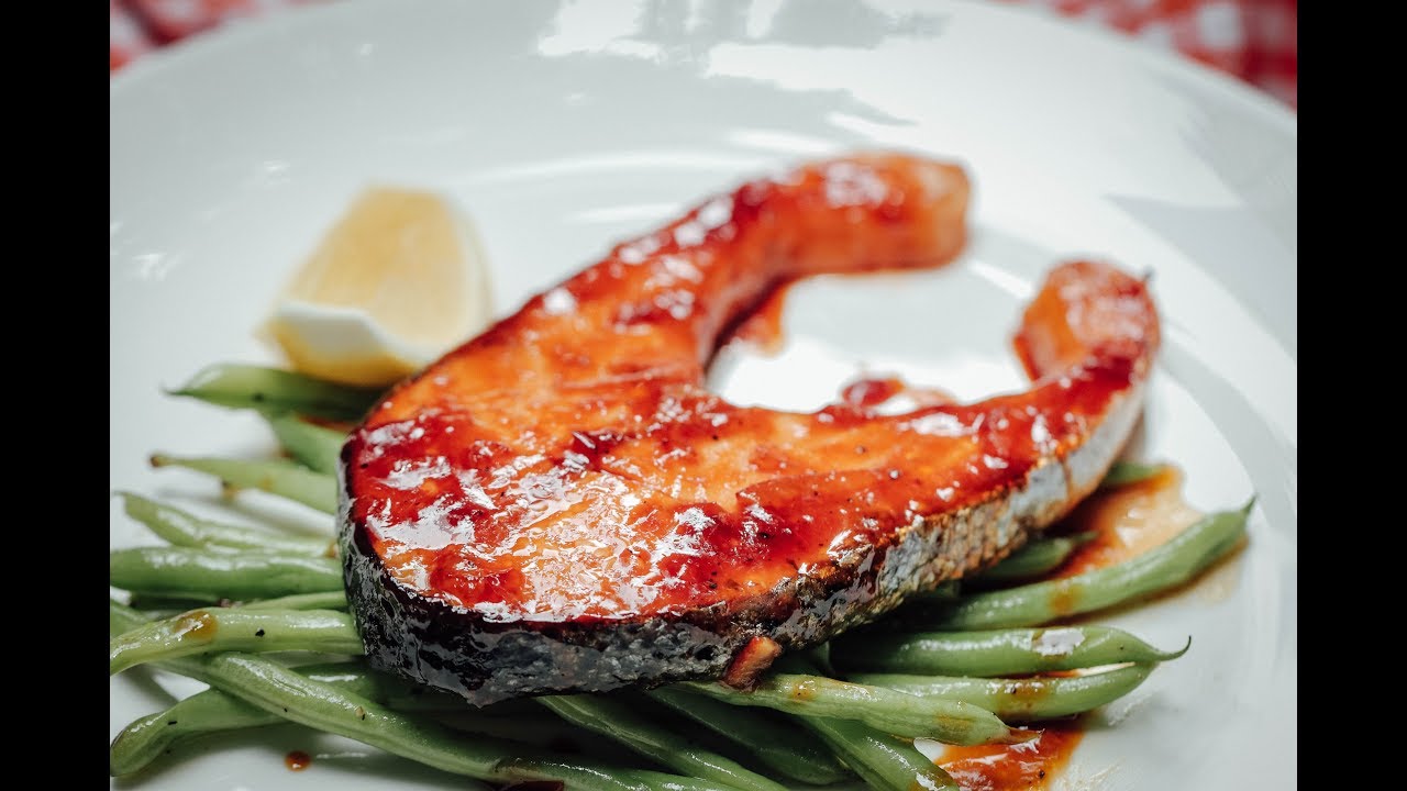 สเต็กปลาแซลมอนซอสฮอยซินส้ม Hoisin & Marmalade Salmon Steak : พลพรรคนักปรุง