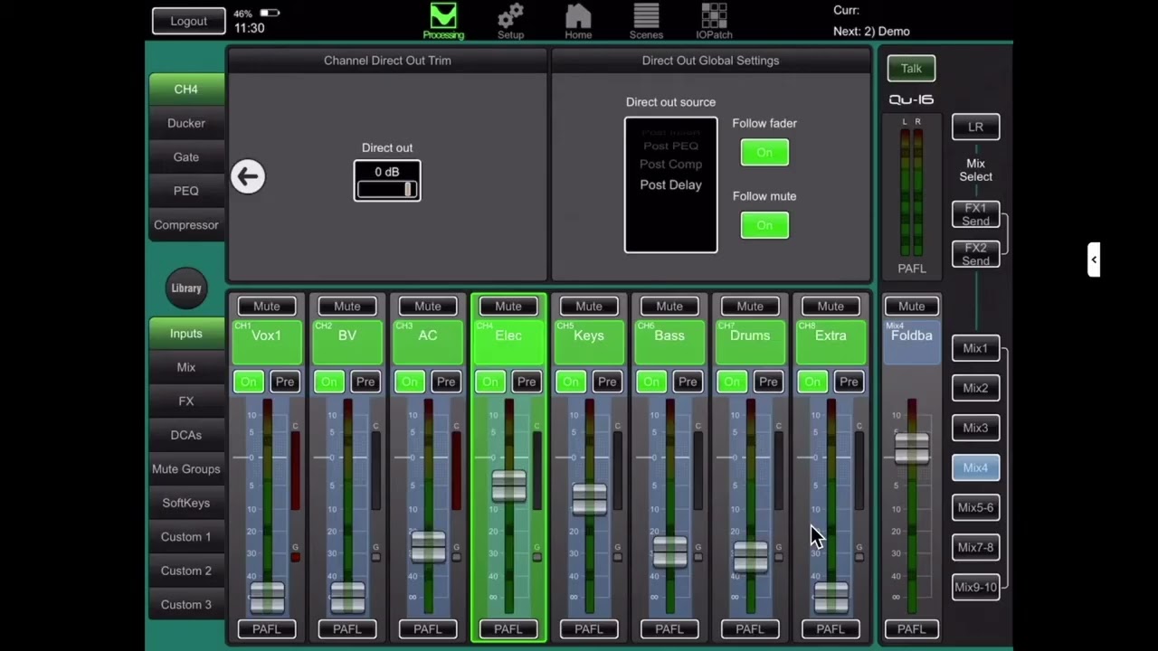 QU Pad - Setting up a Foldback Mix
