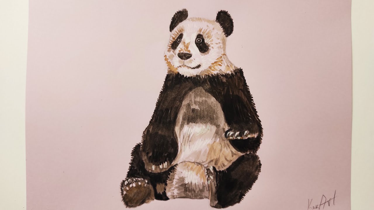 How to paint successfully a panda. Easy painting with waterkolors.
