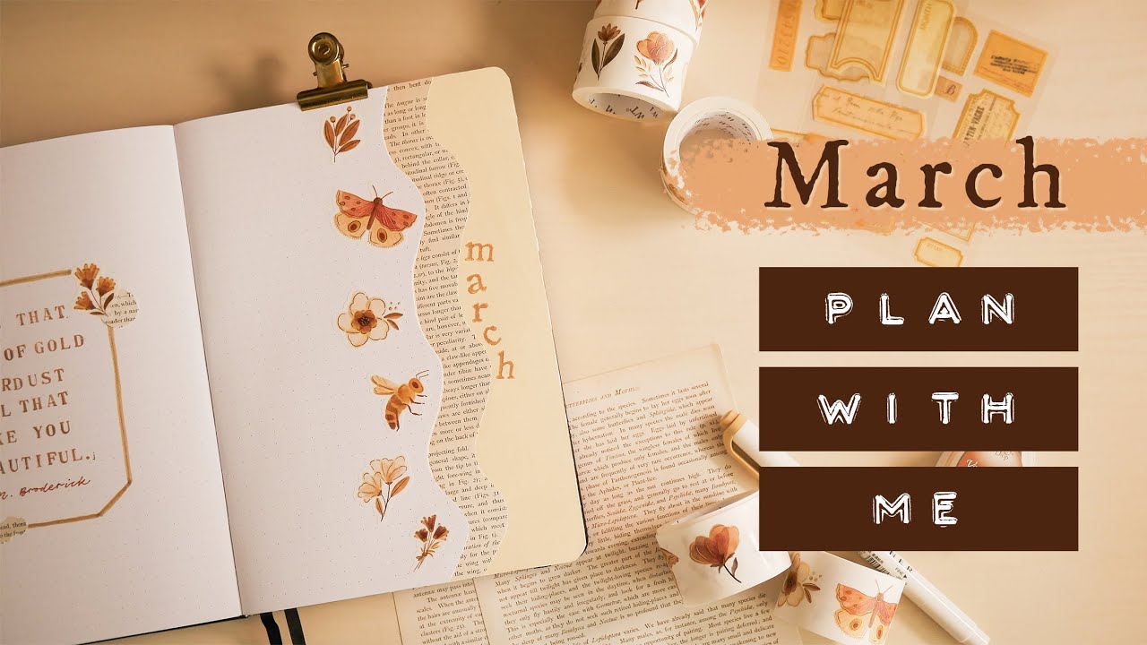 March Bullet Journal Setup | Golden Blooms Theme (Free Printable!)