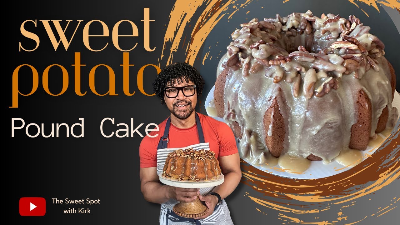 Southern Sweet Potato Pound Cake with Pecan Praline Glaze