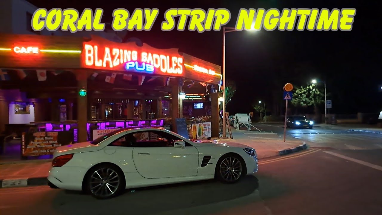 Coral Bay Strip Nightime Paphos Cyprus