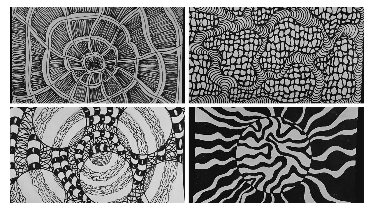 Simple zentangle for beginners/doodles for relaxing/satisfying sketch ideas 