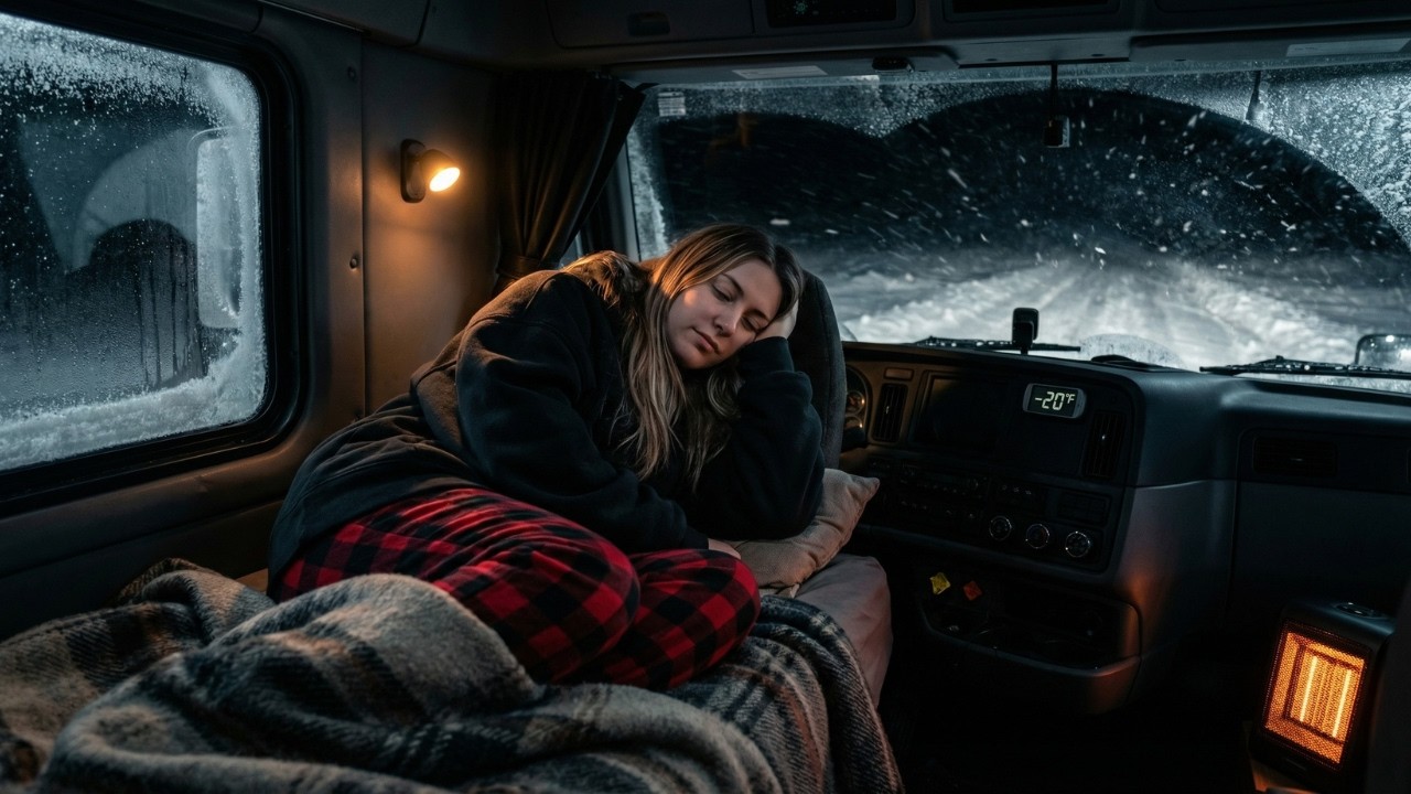How A Female Truck Driver Sleep in -20°F | Extreme winter conditions