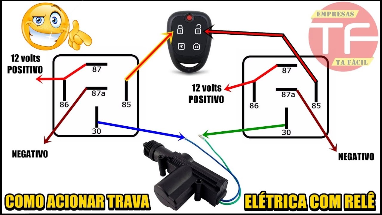 Como ligar trava elétrica no alarme usando  relê auxiliar
