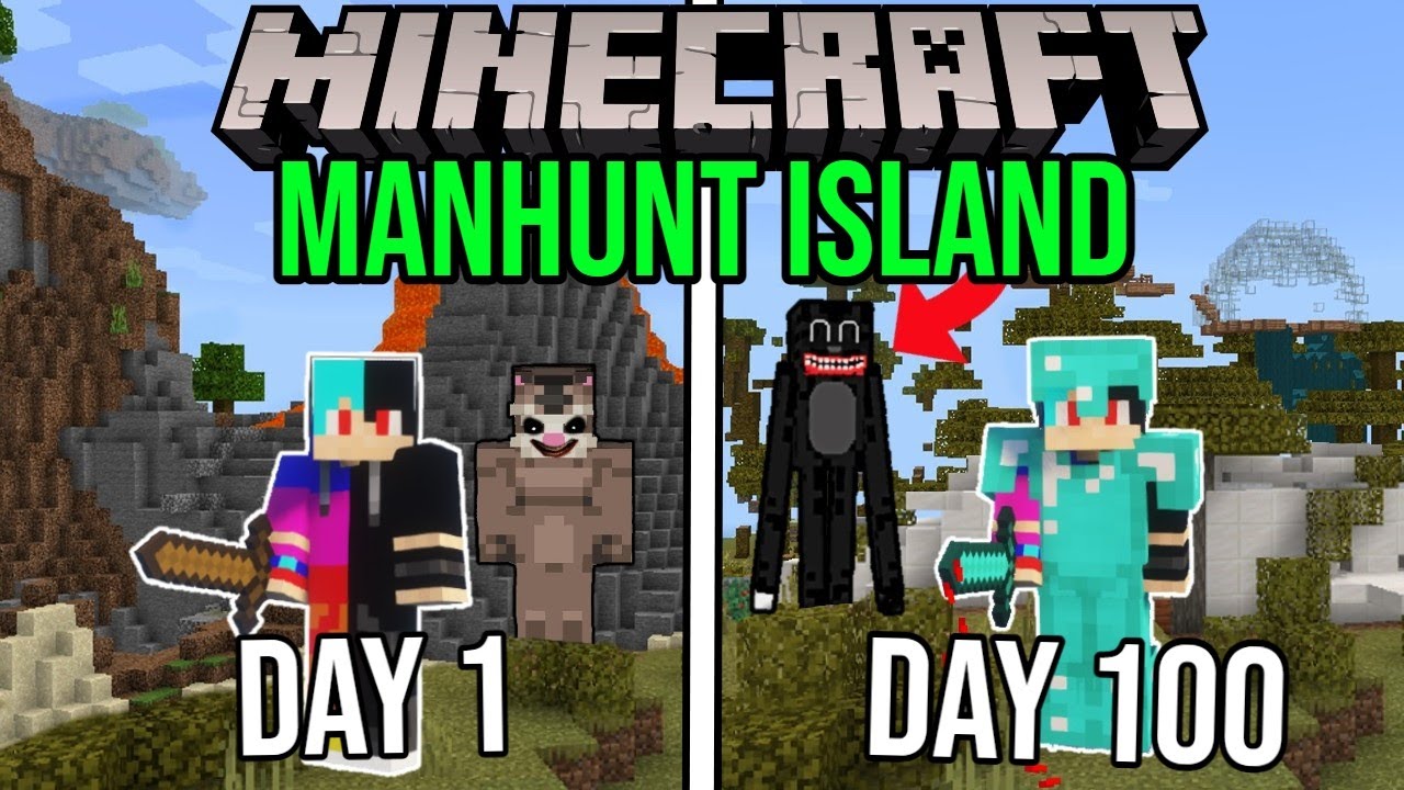 I Survived 100 Days on Minecraft MANHUNT ISLAND & here's what happened...