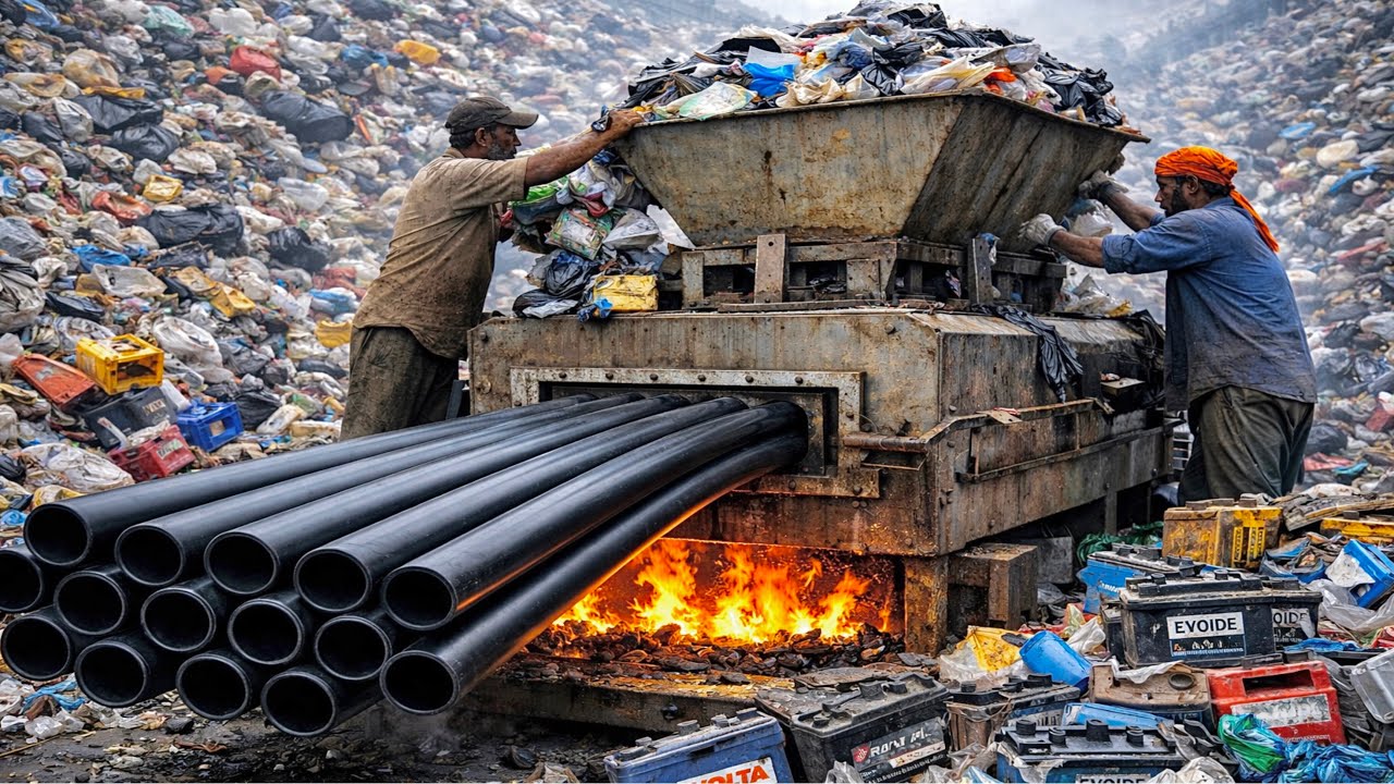 Plastic Scrap Recycling into Pipes | Inside Recycling Factory