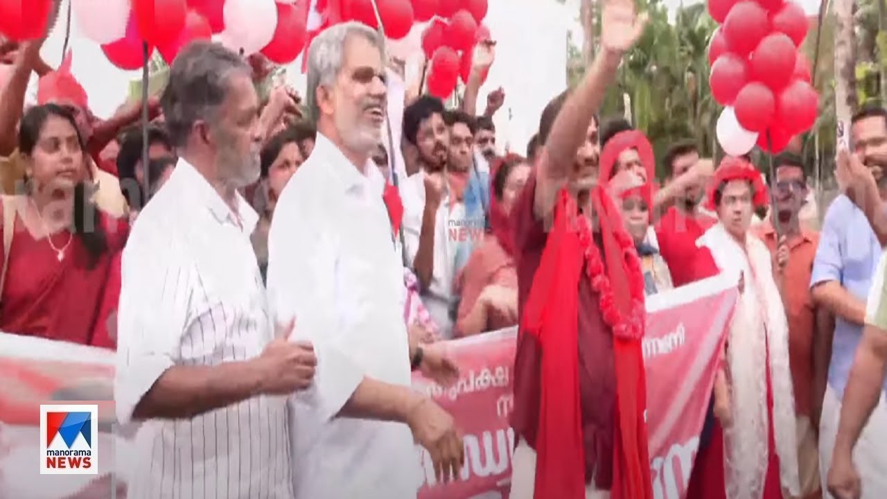 എം.സ്വരാജ് നിലമ്പൂരെത്തി: ചന്തക്കുന്നില്‍നിന്ന് റോഡ് ഷോ ​ | M Swaraj CPM