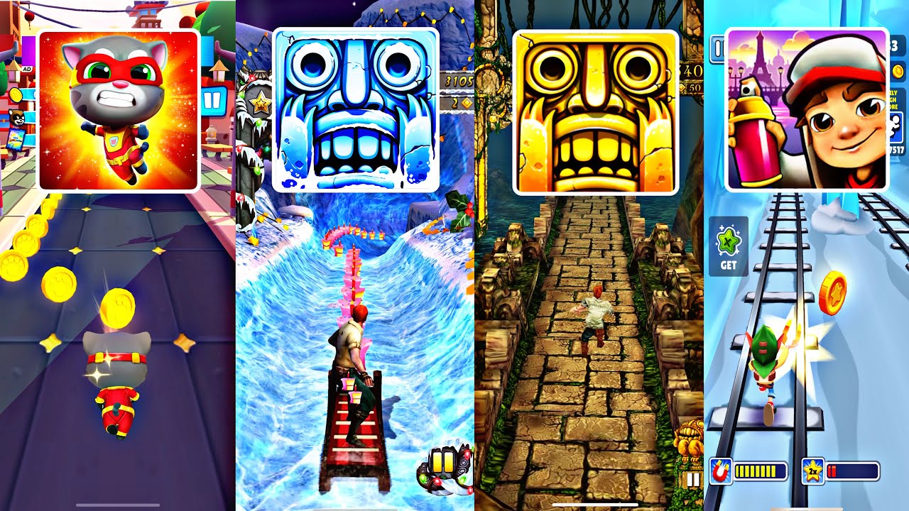 Talking Tom Hero Dash 🆚 Temple Run 2 🆚 Temple Run 🆚 Subway Surfers