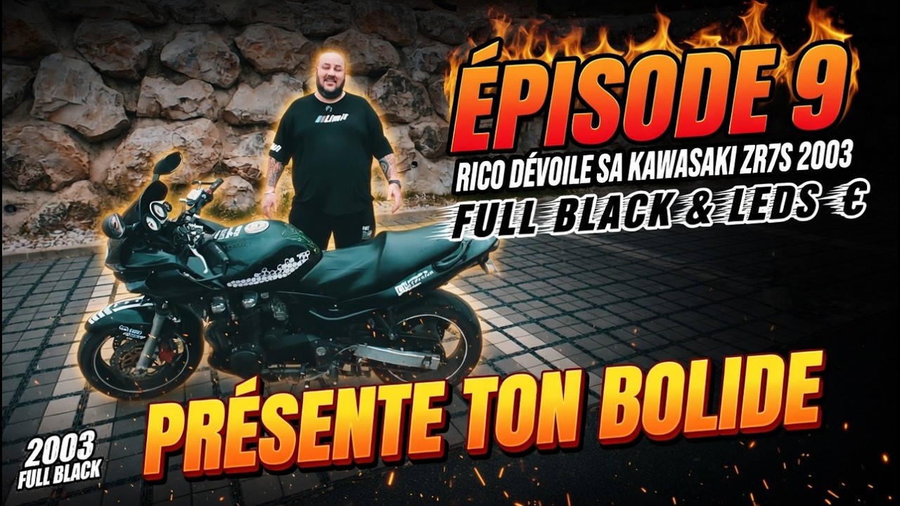 🔥 ÉPISODE 9 | 🏍️ Rico dévoile sa Kawasaki ZR7S 2003 – Full black & Leds | Présente ton bolide