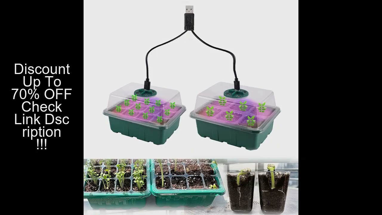 Seed Starter Tray Box With LED Grow Light Nursery Pot Seedling Germination Planter Adjustable Ventil
