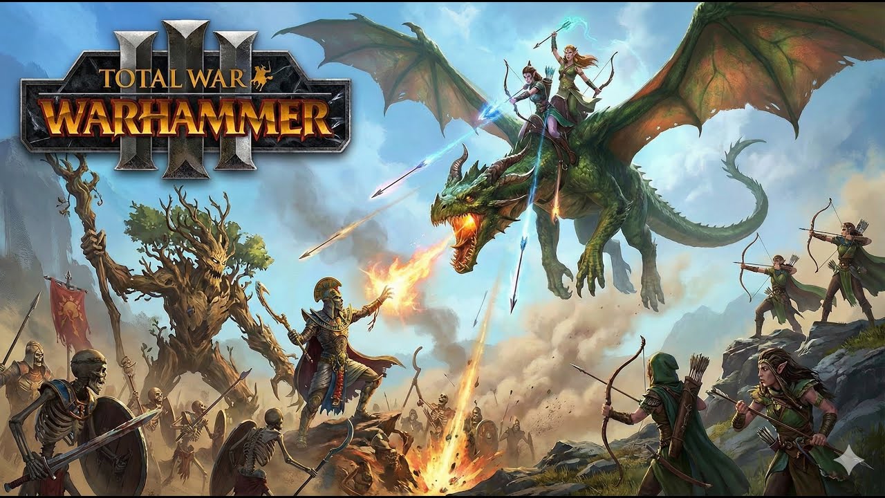 《Total War: Warhammer 3》古墓王領主崩潰！晨昏姊妹龍騎兵牽制 巡林客190超遠距點殺 樹人神坦補血流