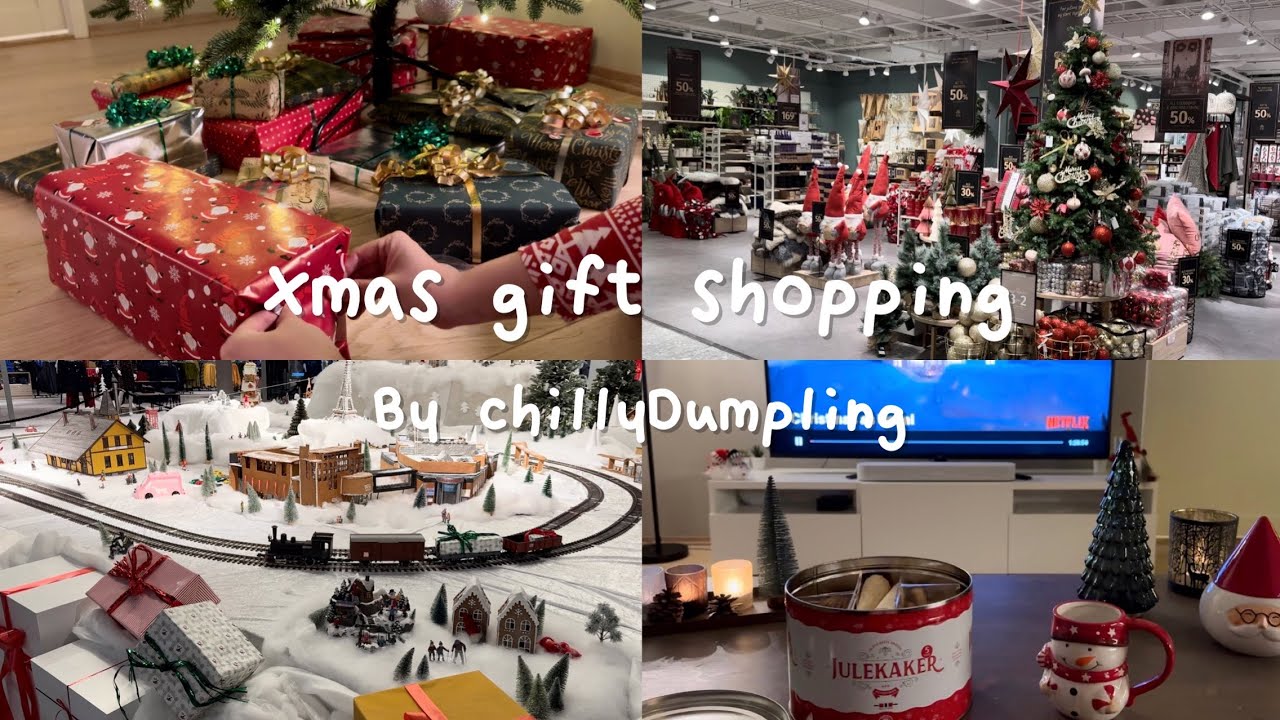 Christmas shopping at Norwegian mall, adorable Gingerbread town 🏘️｜Wrapping gifts under the tree 🎁