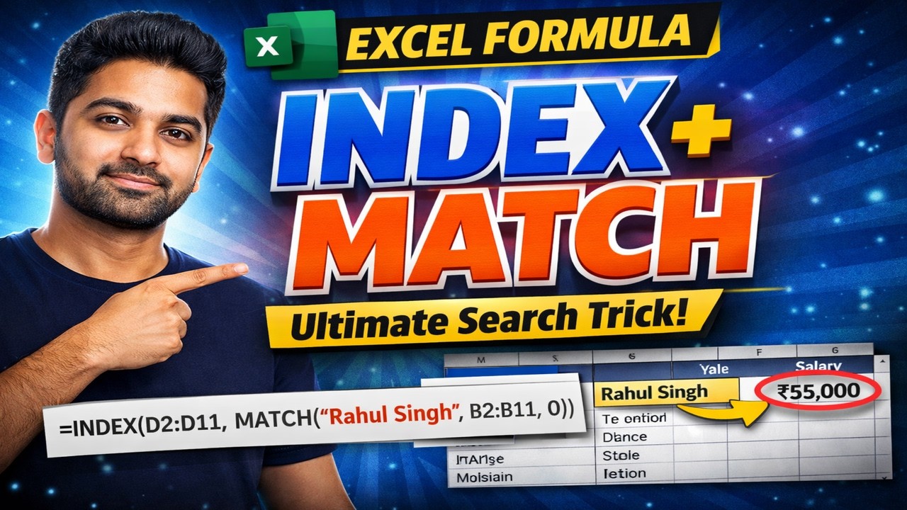 🔥 Excel INDEX + MATCH Formula in Hindi | VLOOKUP se Powerful Lookup Trick 💡