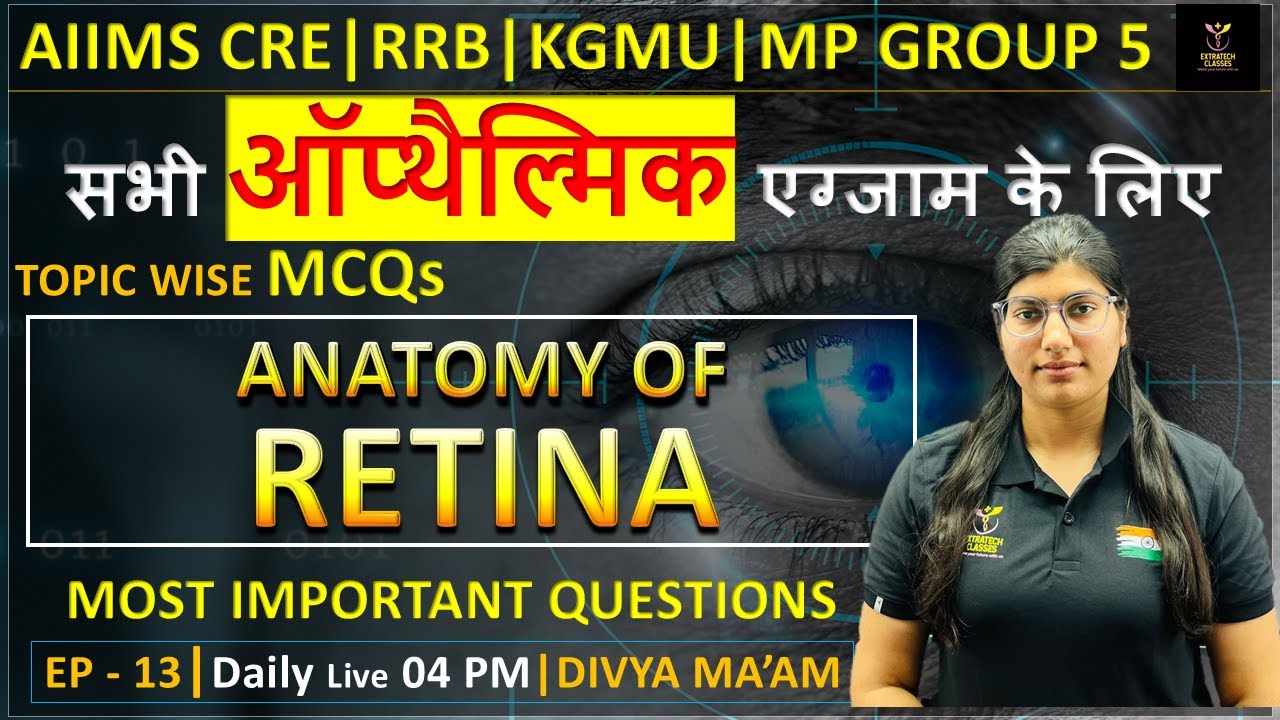 OPHTHALMIC TECHNICIAN | OPTOMETRIST | ANATOMY OF RETINA MCQS | AIIMS CRE|KGMU|RRB |UPSSSC|DIVYA MAM