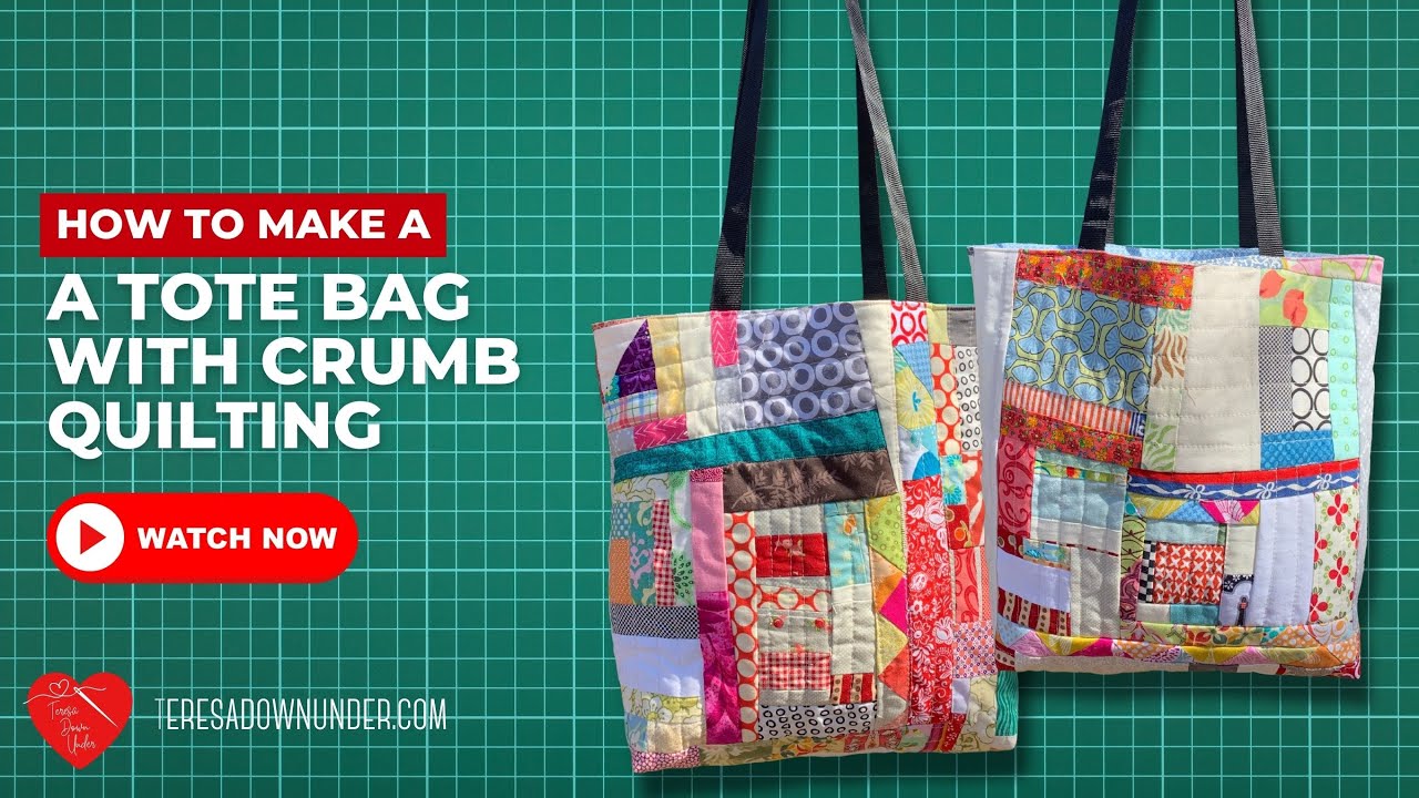 How to make an improv patchwork tote bag with crumb quilting