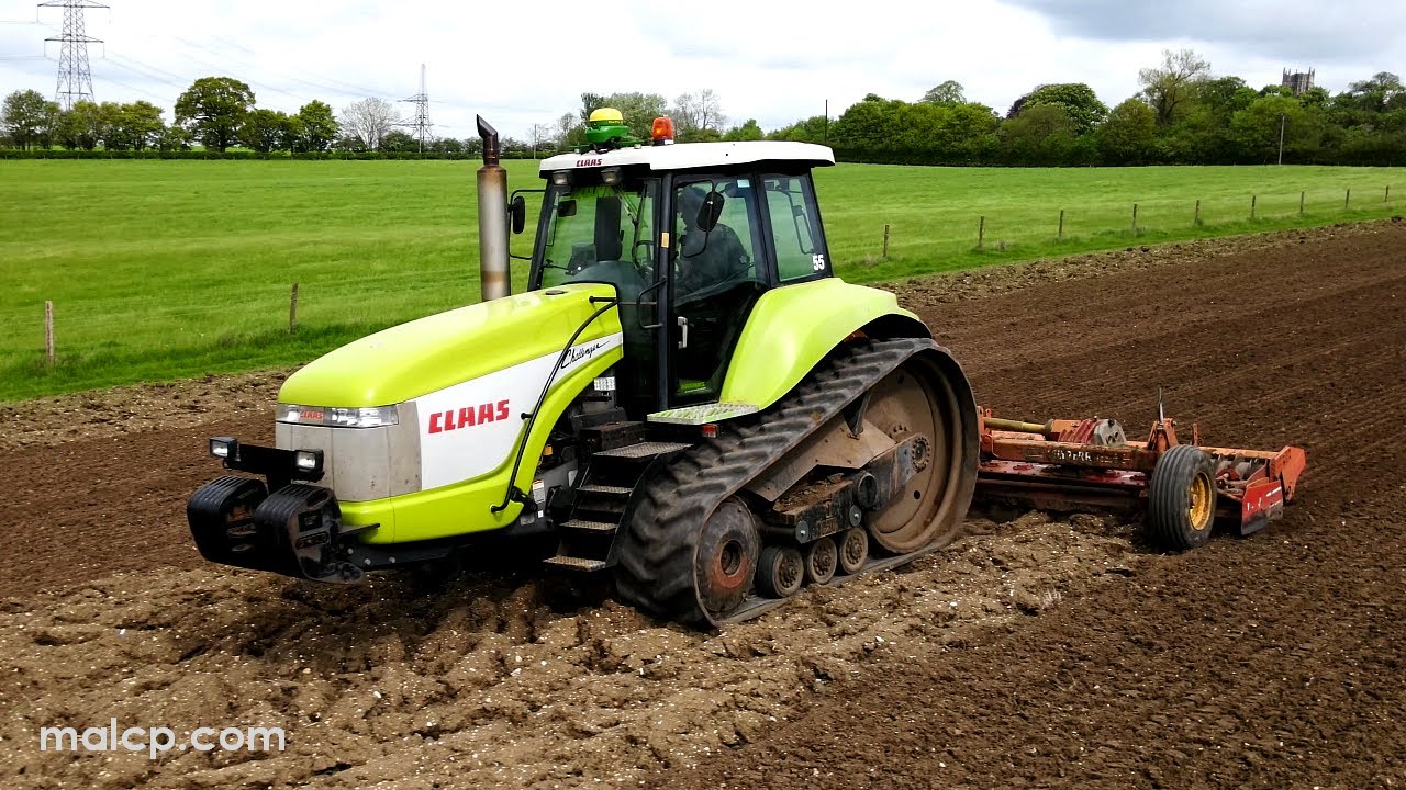 4k Claas Challenger 55 with a Lely Terra 600-45H power harrow in Little Stonham, Suffolk