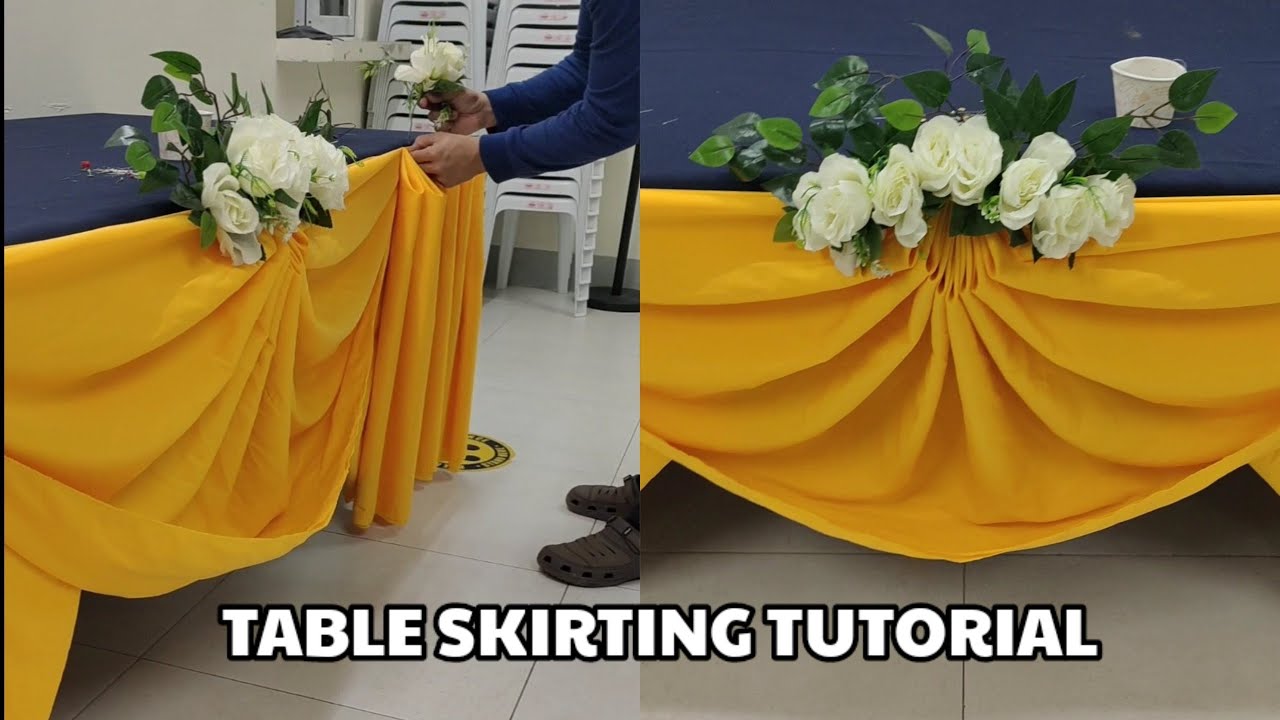 ACCORDION PLEATS WITH SCALLOP DESIGN AND ARTIFICIAL FLOWERS FULL VIDEO TUTORIAL TABLE SKIRTING