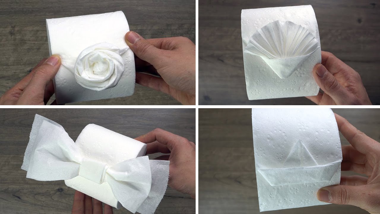 🧻 Toilet Paper Origami - 4 Cool Designs
