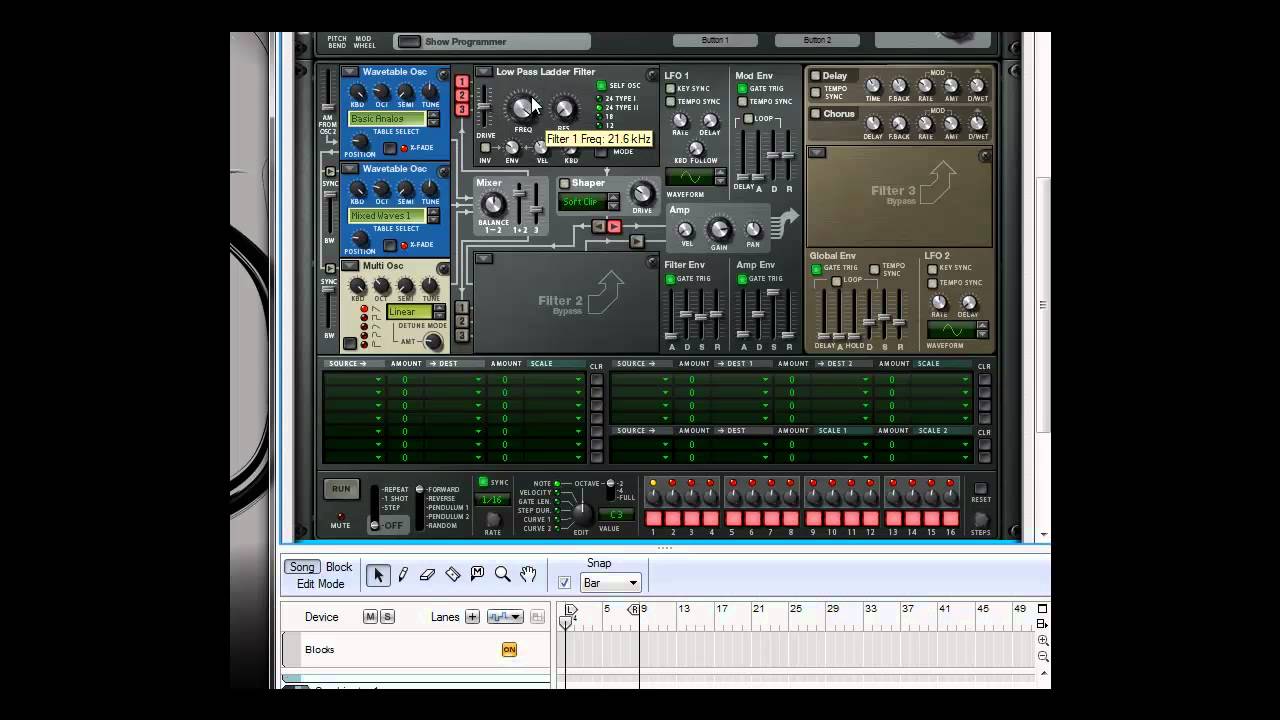 Reason 5 - 2 Minute Wub Wub Bass Tutorial (Wobble Bass) Free Patch Download