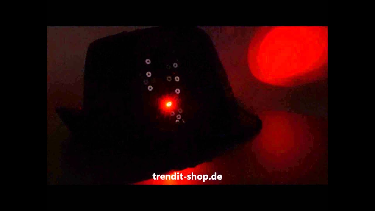 LED Pailletten Hut LED Trilby Fedora LED schwarz