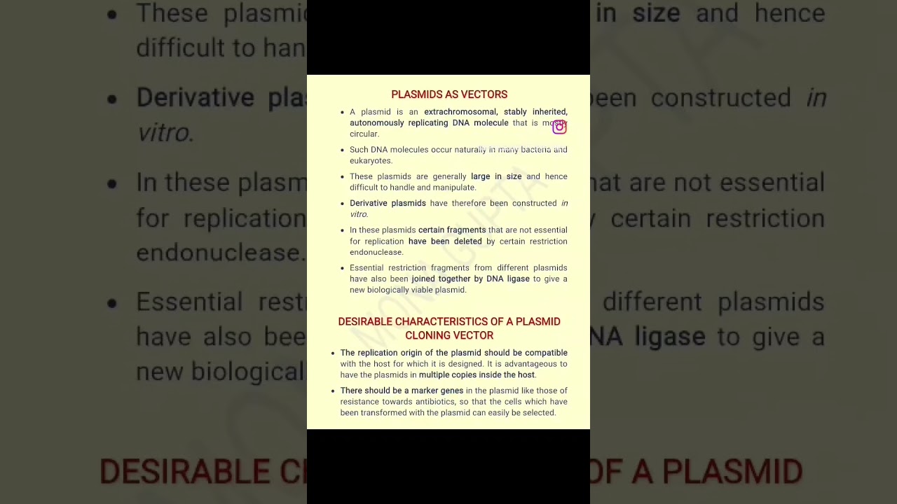 Plasmids as Vectors...