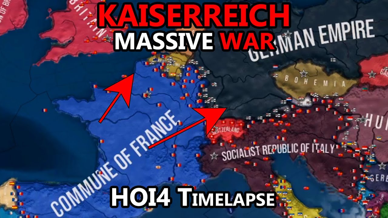 Kaiserreich Timelapse MASSIVE WAR Between German Empire and France - HOI4 Timelapse