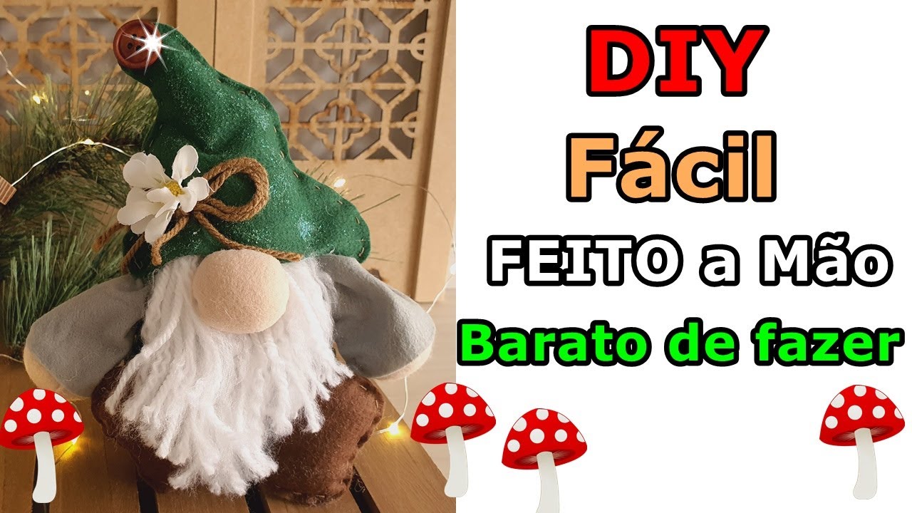 D I Y GNOMO FACIL - Navideños - NATAL- FAÇA e VENDA- Ideia pratica manual sem maquina de costura