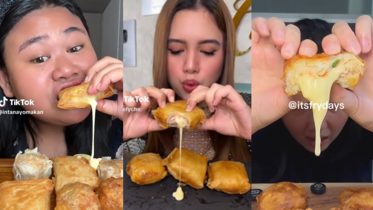 KOMPILASI TIKTOKERS NYOBAIN DIMSUM GORENG KEJU LUMER ALA KAK @itsfrydays🤤🤤🤤