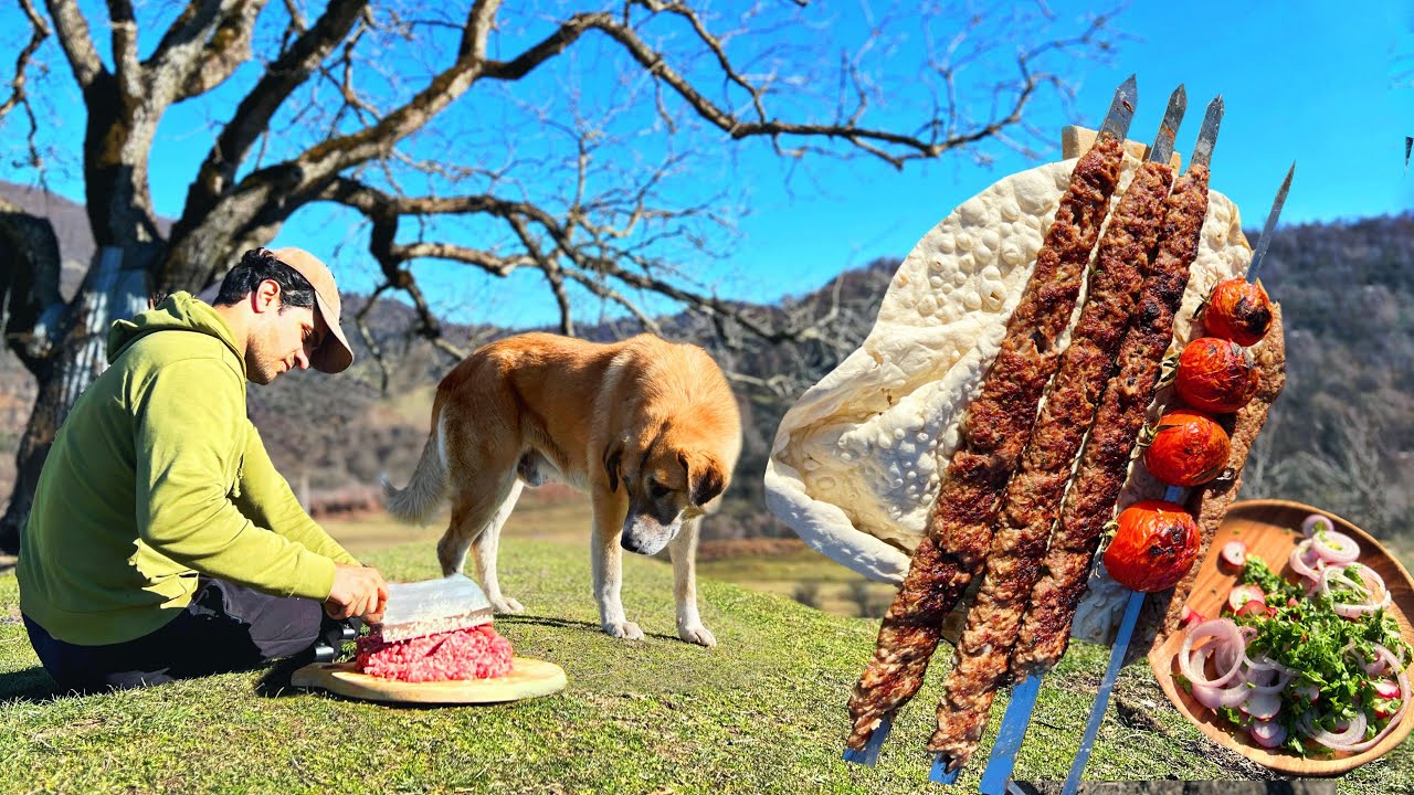 Turkish lamb kebab recipes in the nature.cook seekh kabab in campfire.