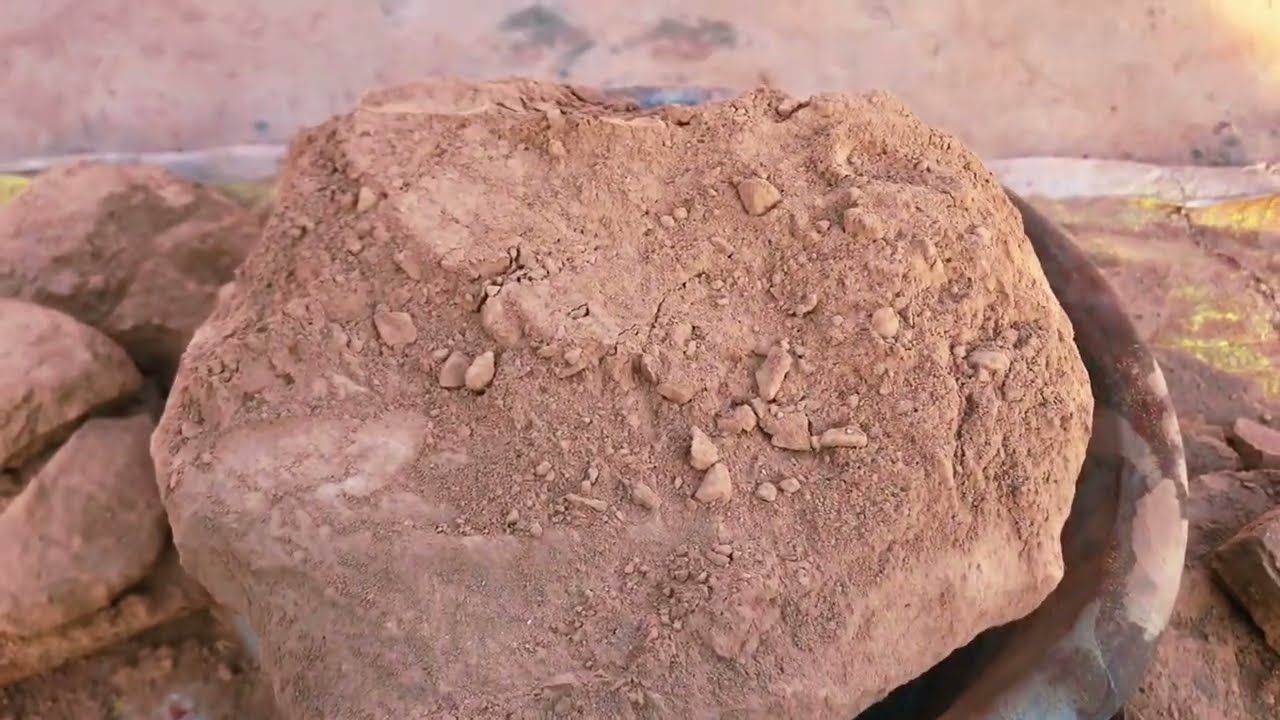 Pure red mud dirt dry clay pot crumbling +water tub crumbling 😃