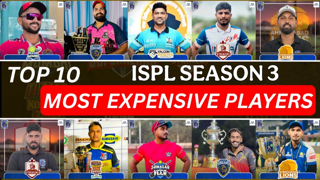 TOP 10 MOST EXPENSIVE Players in Ispl Season 3 Auction #isplt10live