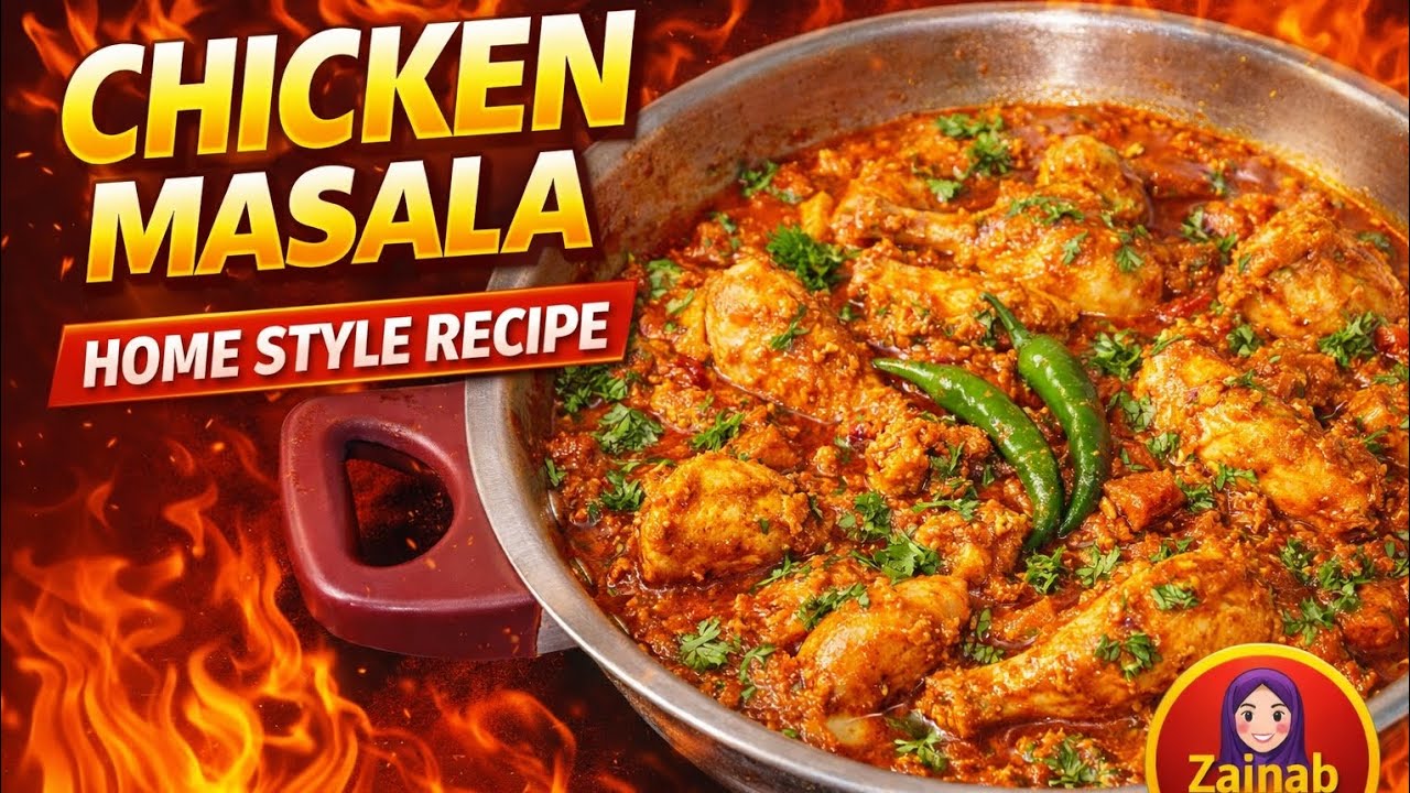 “Ek bite aur dil khush 🤤Ghar jaisa Chicken Masala 🍗Banaya pyaar se – Zainab ka Zaika ❤️#chickenmasal
