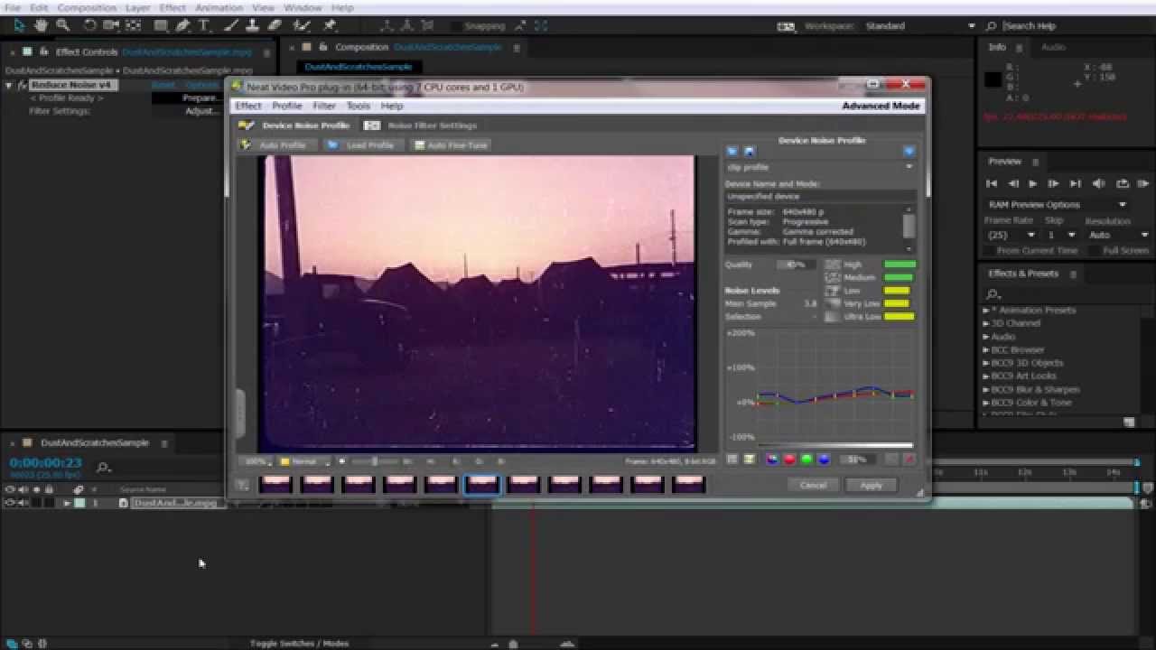 Neat Video v4: Dust and Scratches Filter