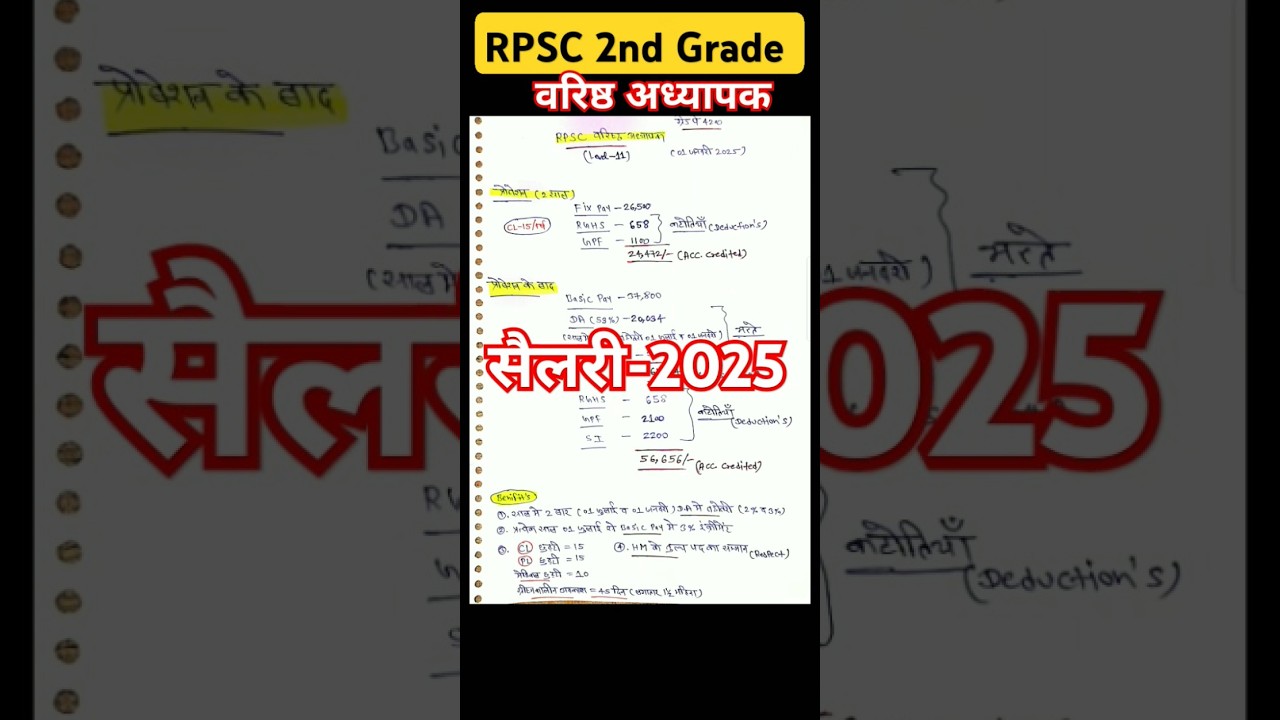 RPSC 2nd ग्रेड वरिष्ठ अध्यापक सैलरी In Probation & After Probation | Second Grade Senior Teacher |