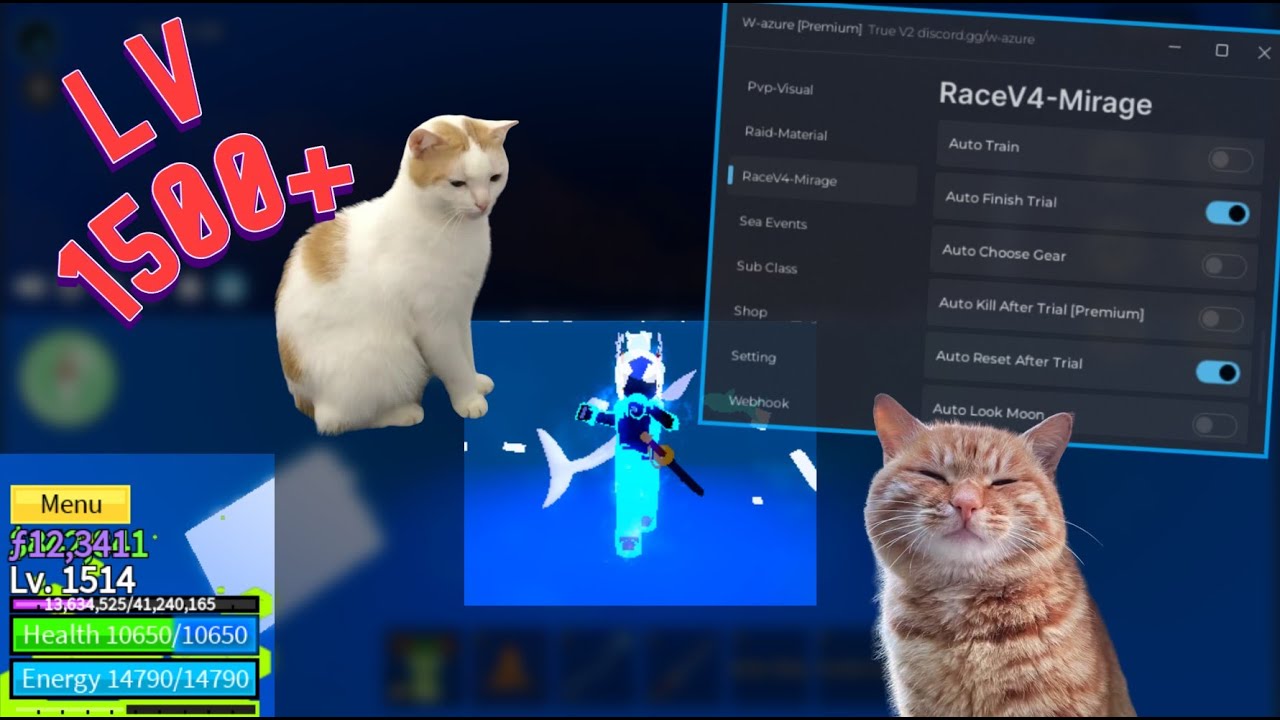 Blox Fruits Script | Lv 1500+ Get Shark v4 Full W-azure Hub (Showcase)