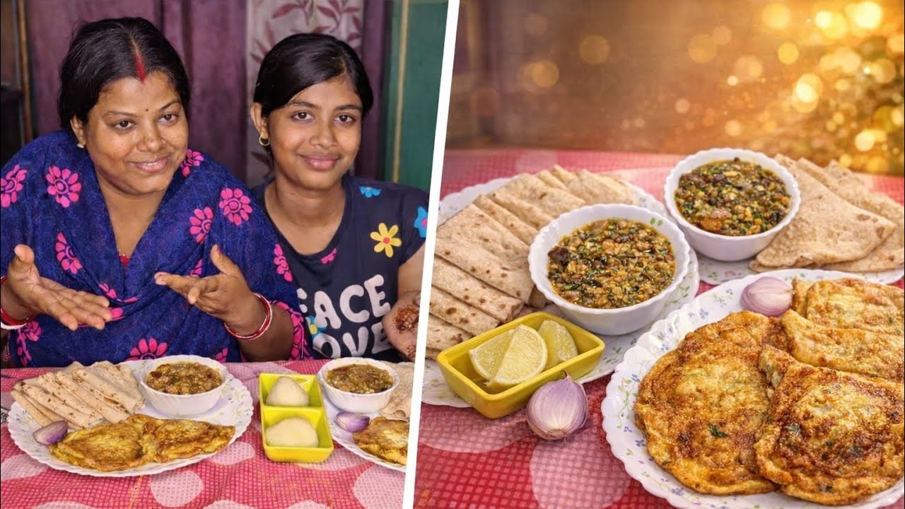 মা-মেয়ের চ্যালেঞ্জ||Mother Daughter dinner challenge||Roti,Tadka,Egg omlete,Rasgulla||Hungry smiles