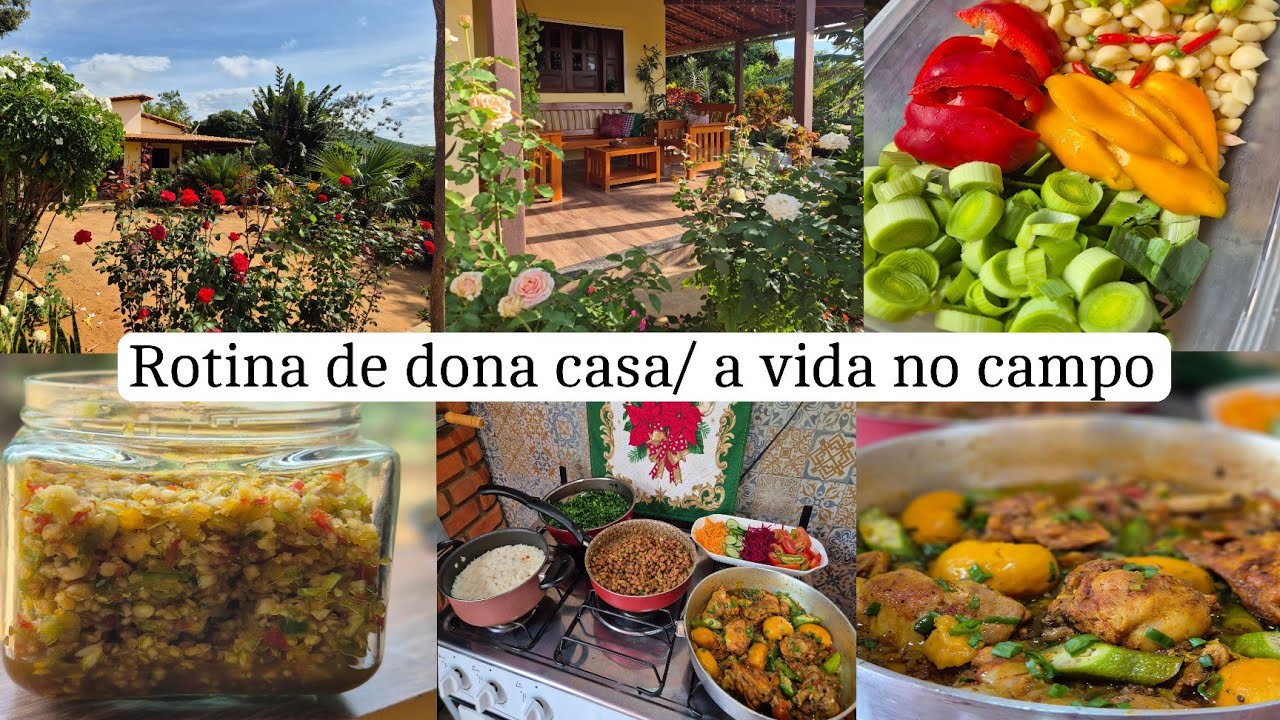 De manhã até a noite/ cozinhando/ cuidando/ colhendo/rotina da vida na roça 