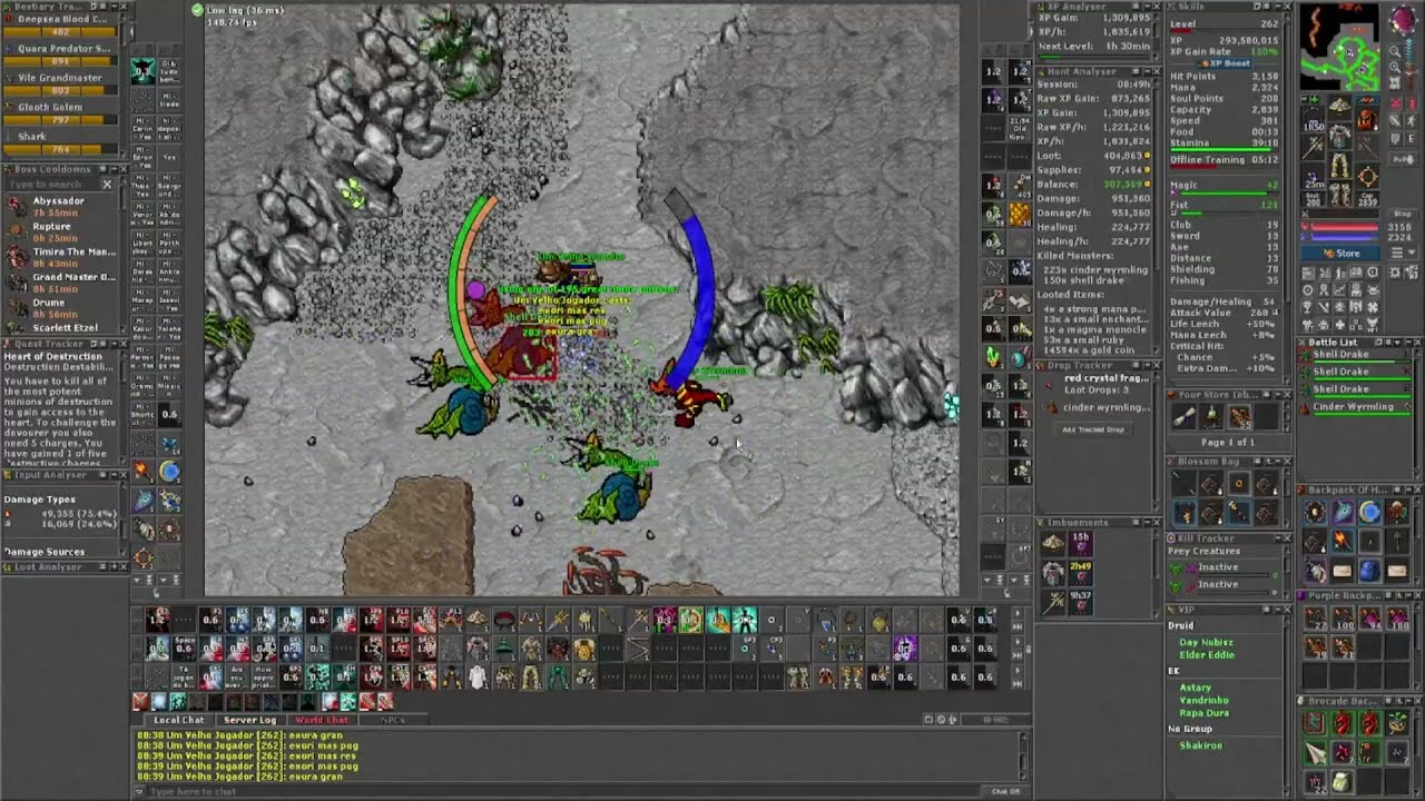 LV 260 Monk - Hunting Crumbling Caverns (Books Edron) 1.6KK/H Raw